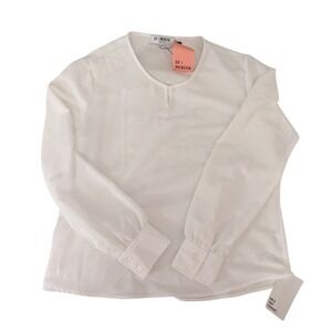 OF/MERCER White Long Sleeve‎ Blouse Top Office Career Workwear Minimalist Large
